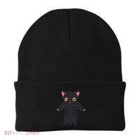 Black Kitty Being Held Beanie thumb 0
