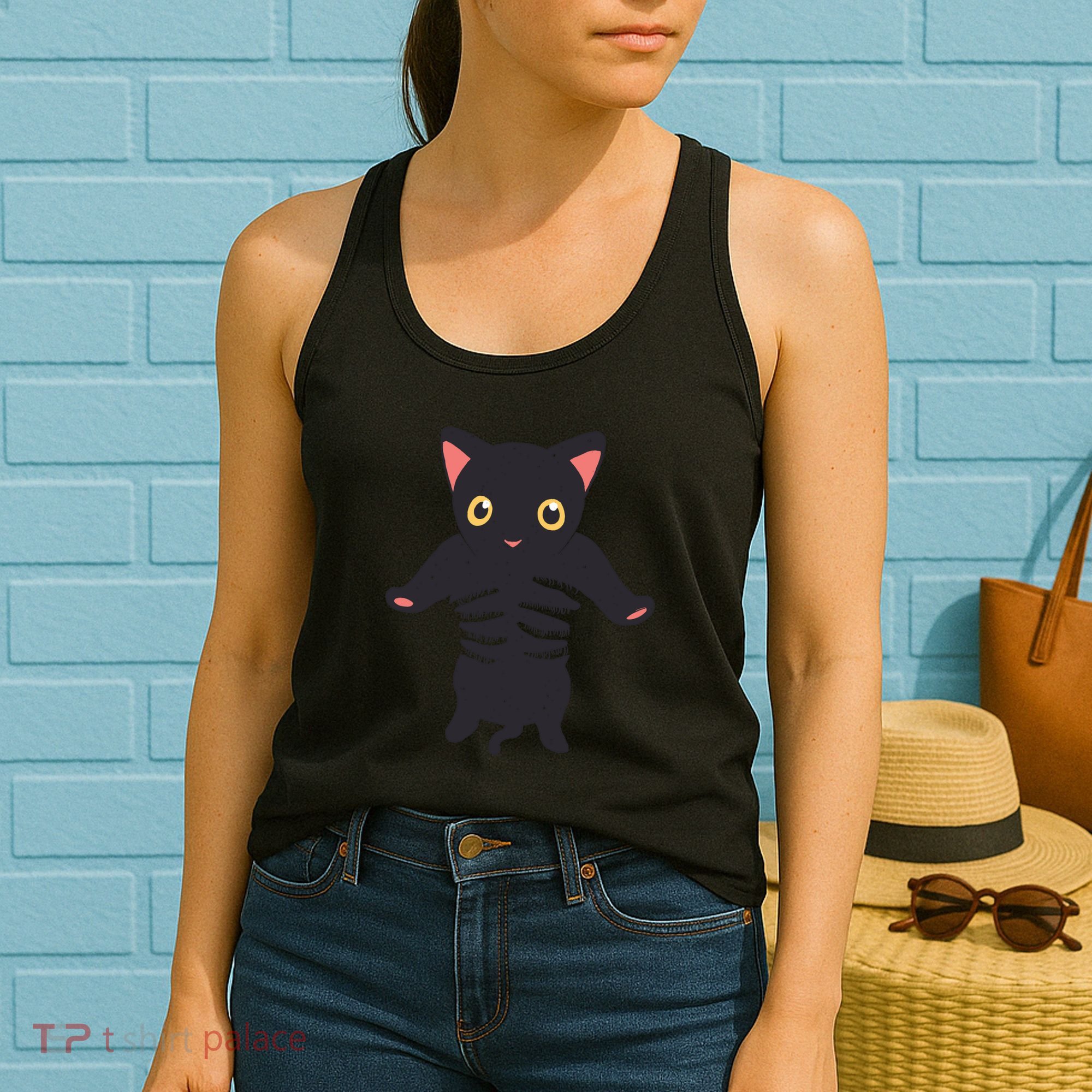 Black Kitty Being Held Women's Tank Top
