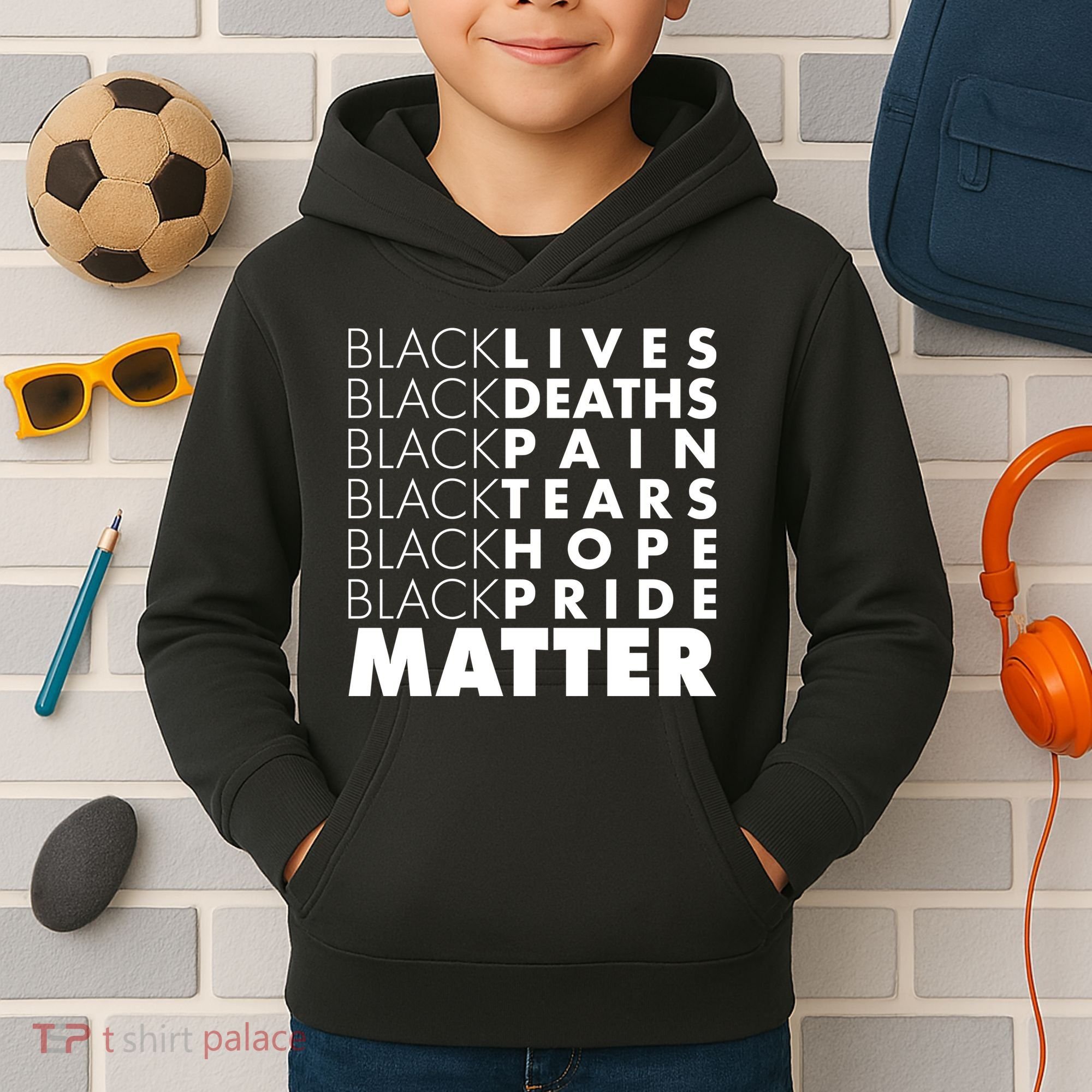 Black Lives Deaths Pain Tears Hope Pride Matter Kids Hoodie
