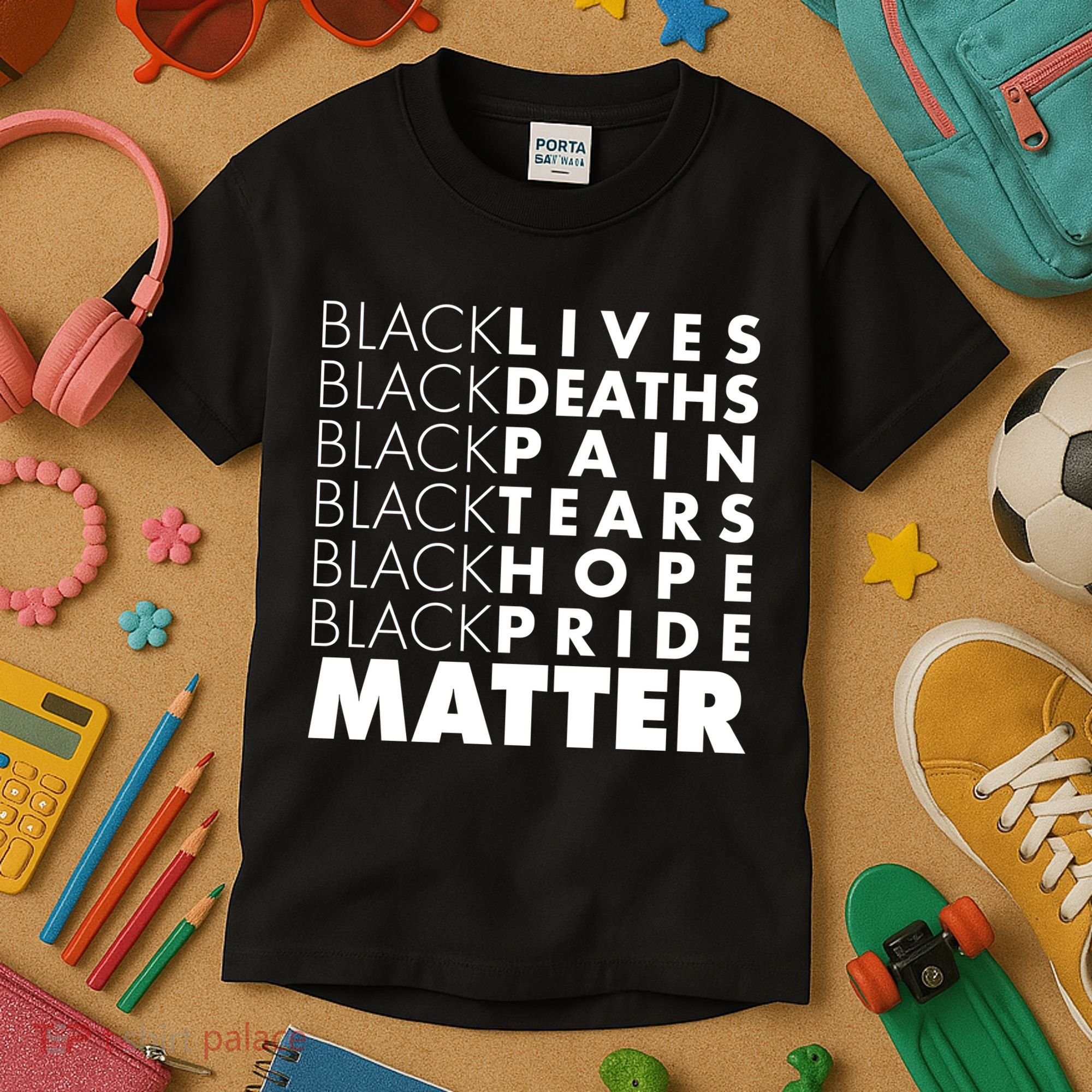 Black Lives Deaths Pain Tears Hope Pride Matter Kids T-Shirt