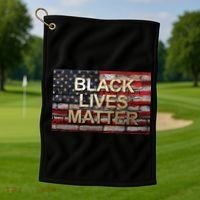 Black Lives Matter Abstract United States Flag Golf Towel thumb 1