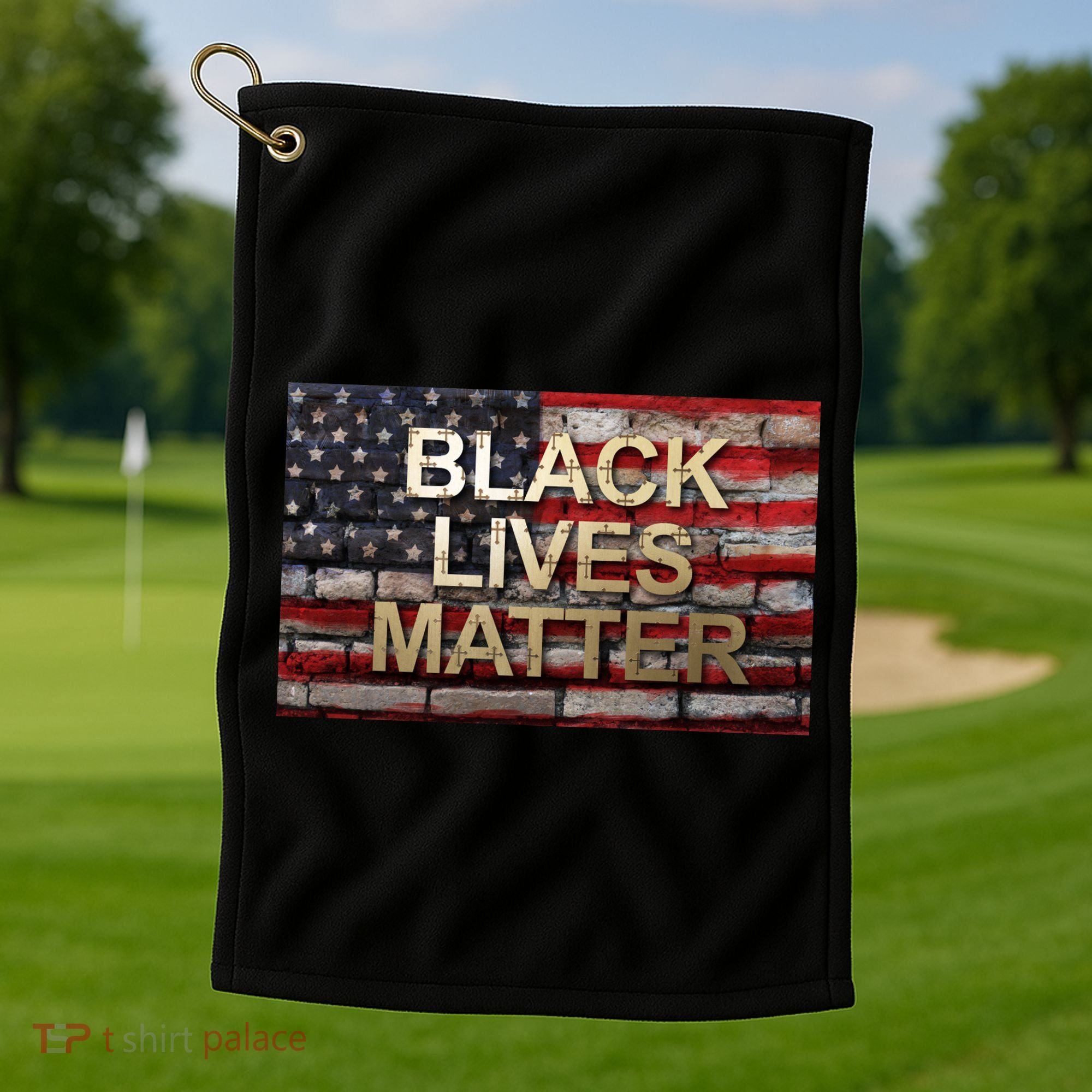 Black Lives Matter Abstract United States Flag Golf Towel