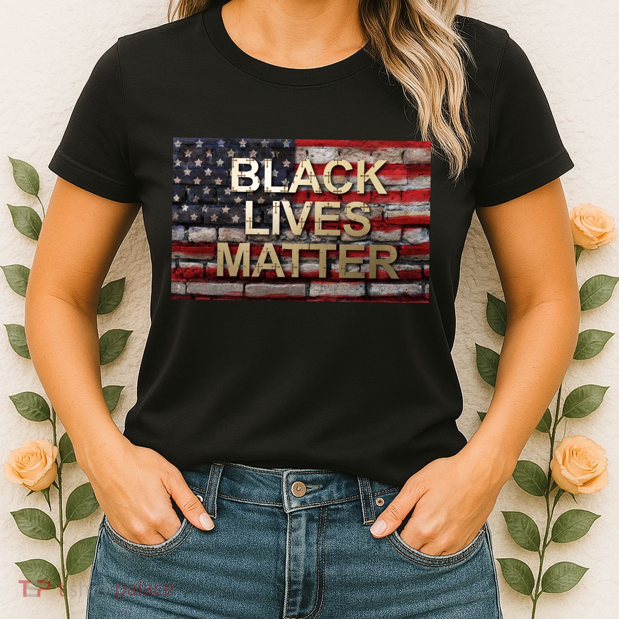 Black Lives Matter Abstract United States Flag Women's T-Shirt