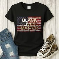 Black Lives Matter Abstract United States Flag Women's T-Shirt thumb 3