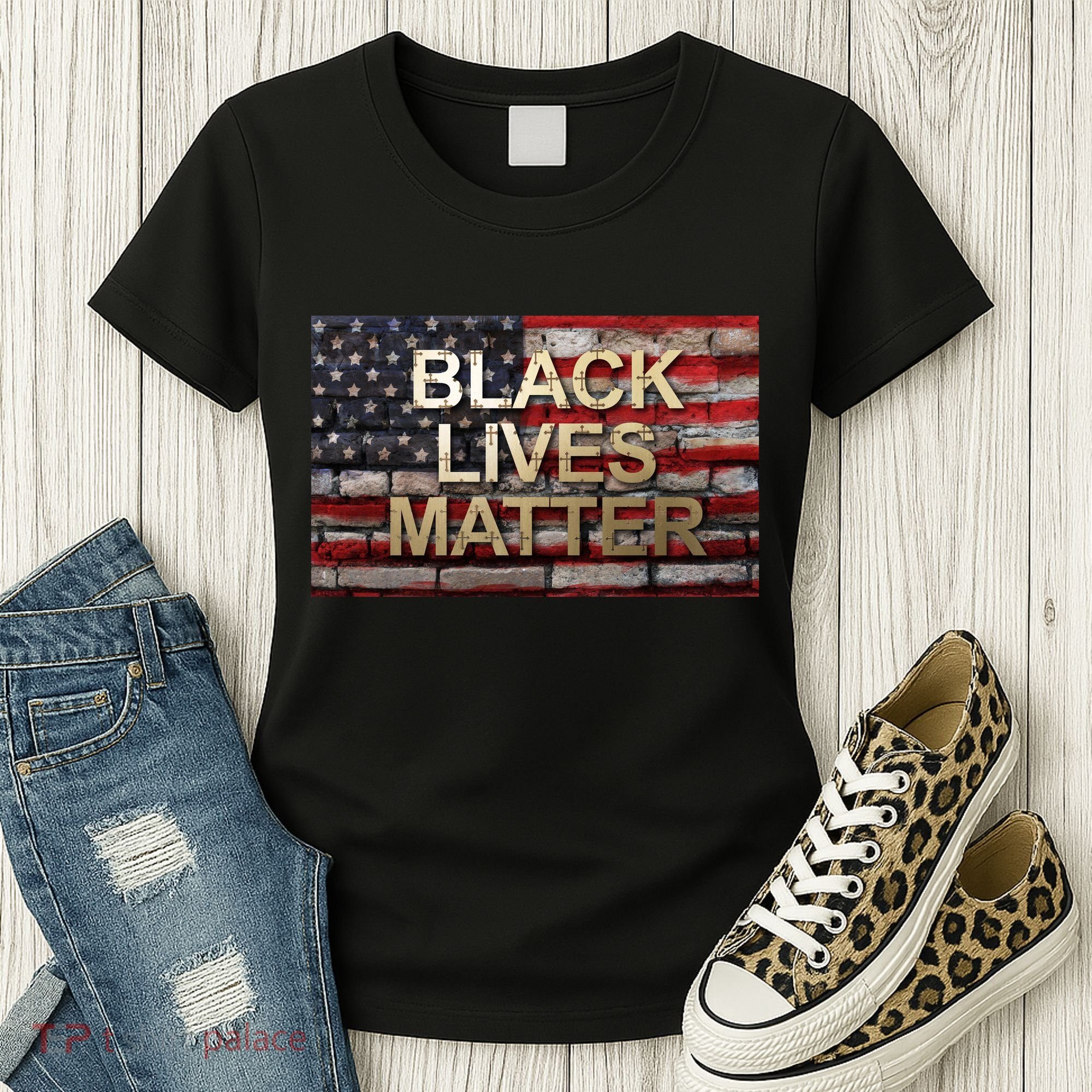Black Lives Matter Abstract United States Flag Women's T-Shirt