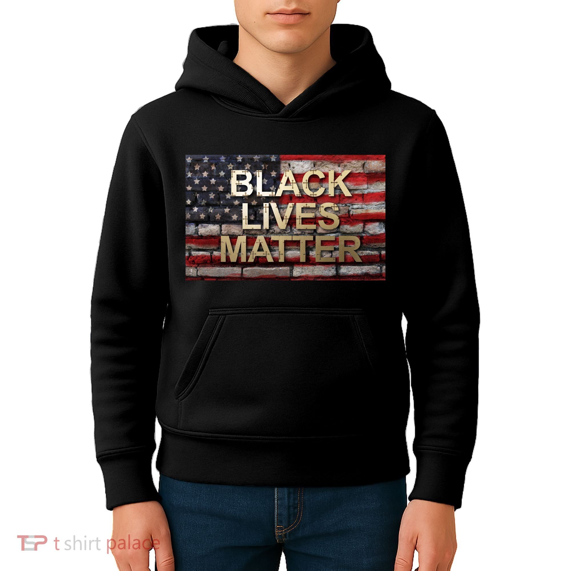 Black Lives Matter Abstract United States Flag Kids Hoodie