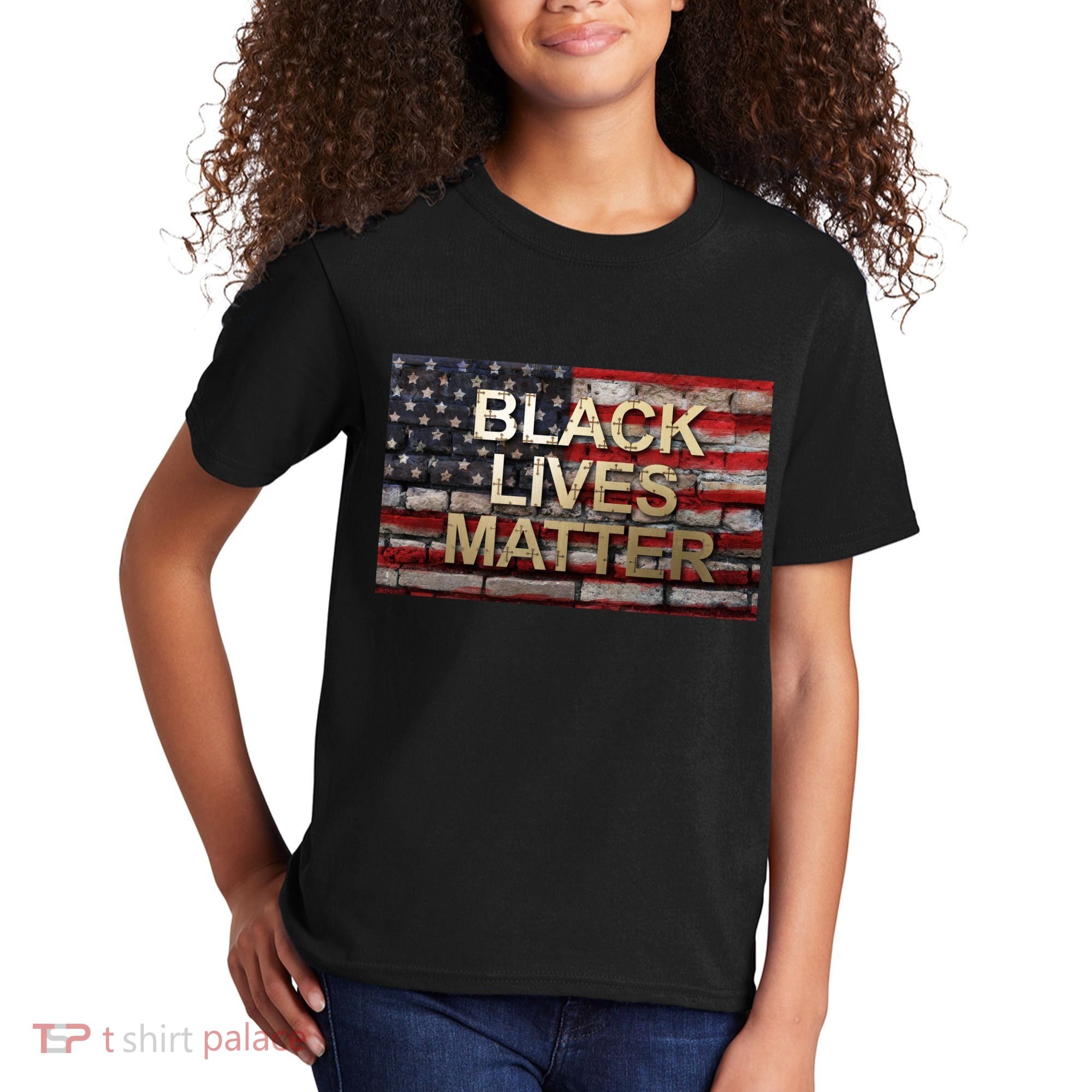 Black Lives Matter Abstract United States Flag Kids T-Shirt
