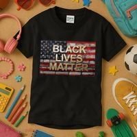 Black Lives Matter Abstract United States Flag Kids T-Shirt thumb 3
