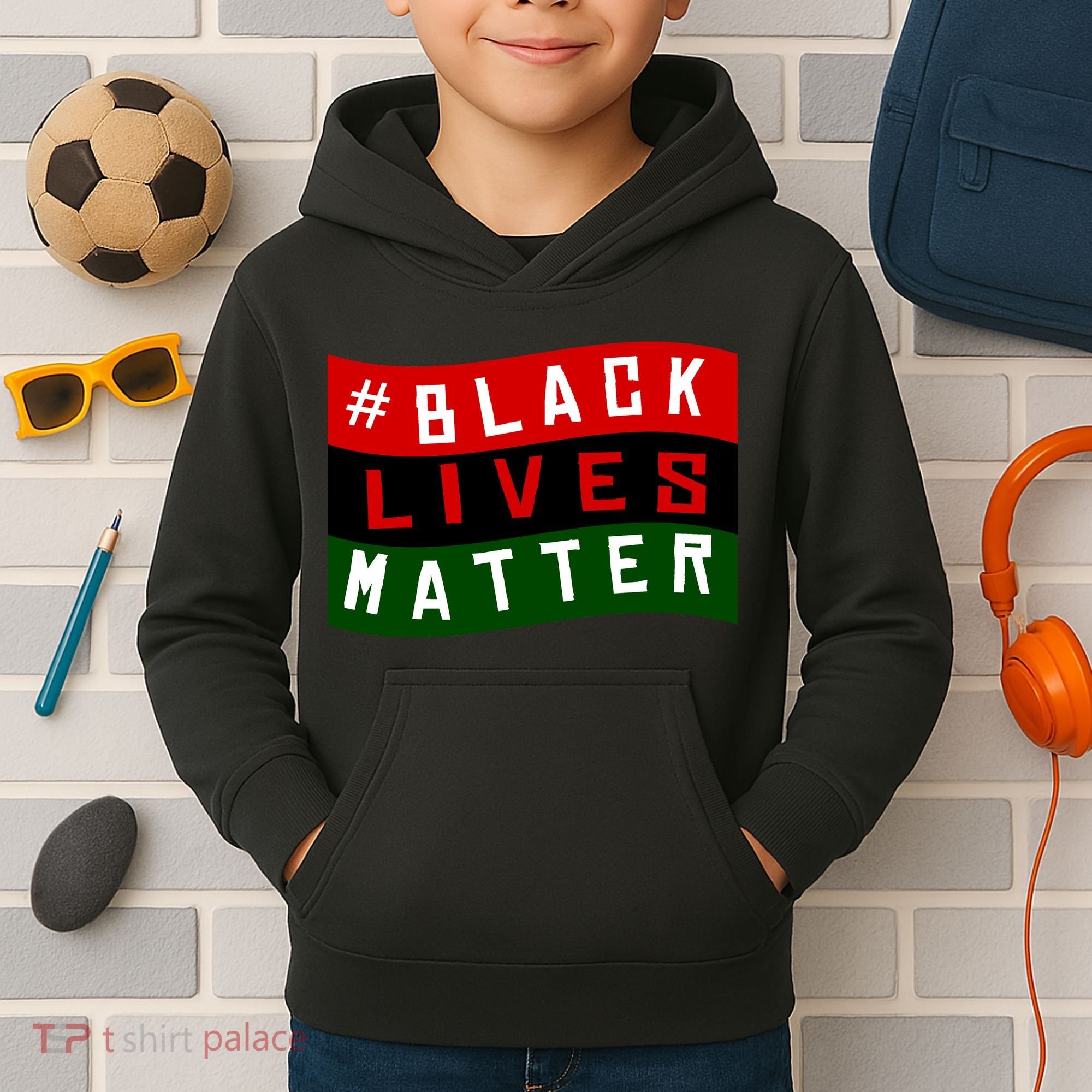 Black Lives Matter African American Flag Kids Hoodie
