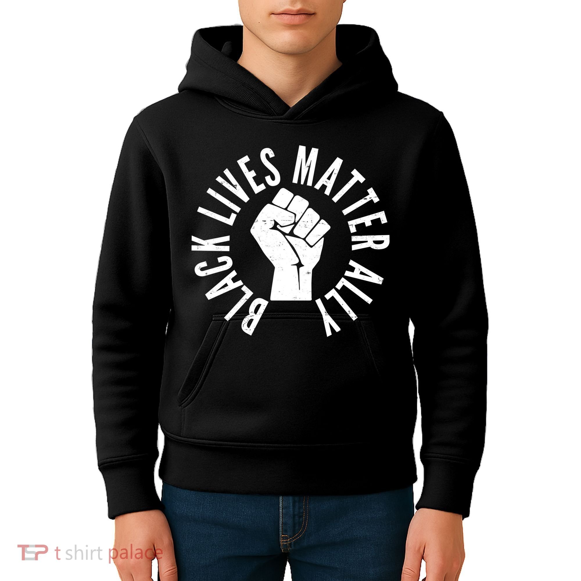 Black Lives Matter Ally Protest Fist Kids Hoodie