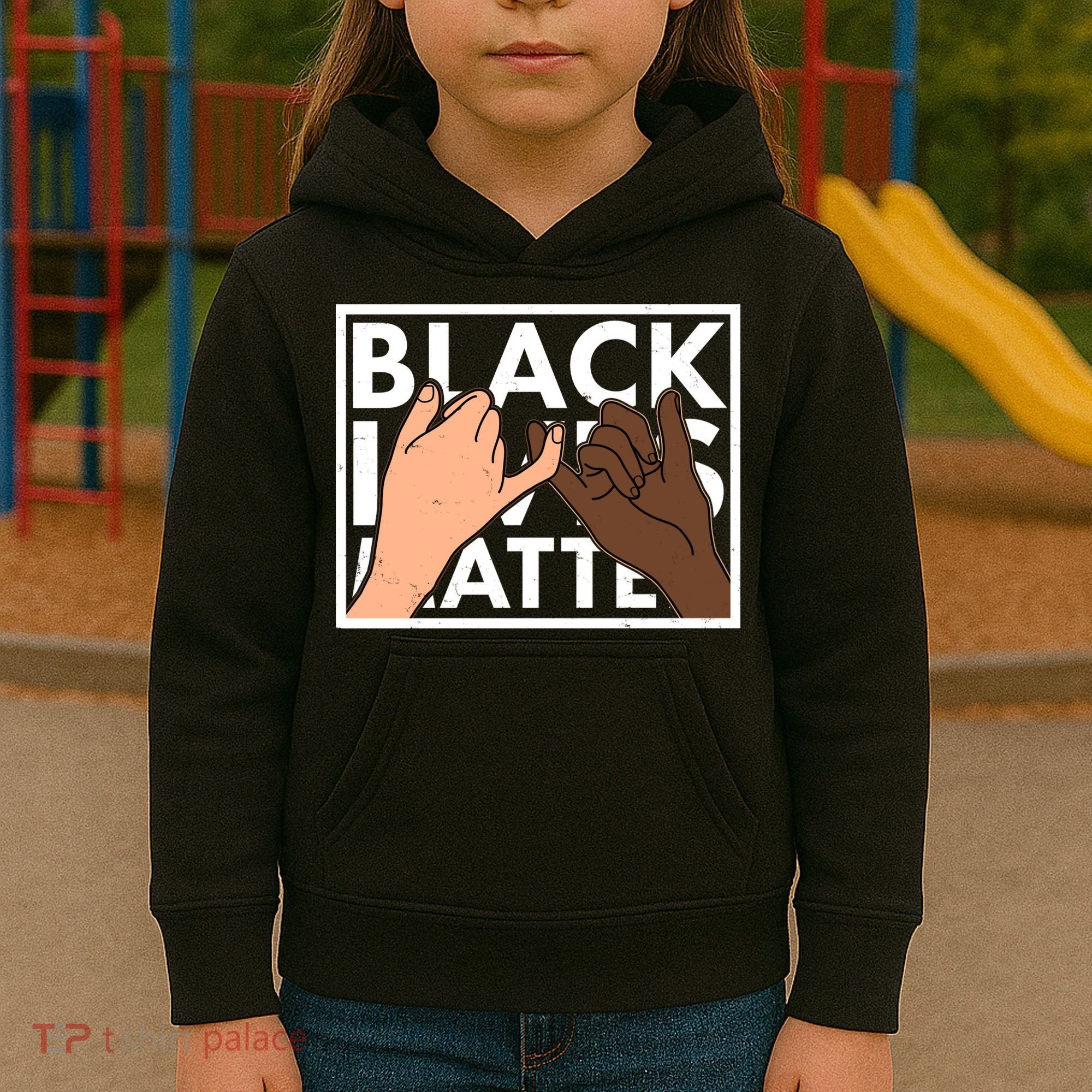 Black Lives Matter Linking Pinkies Unity Kids Hoodie