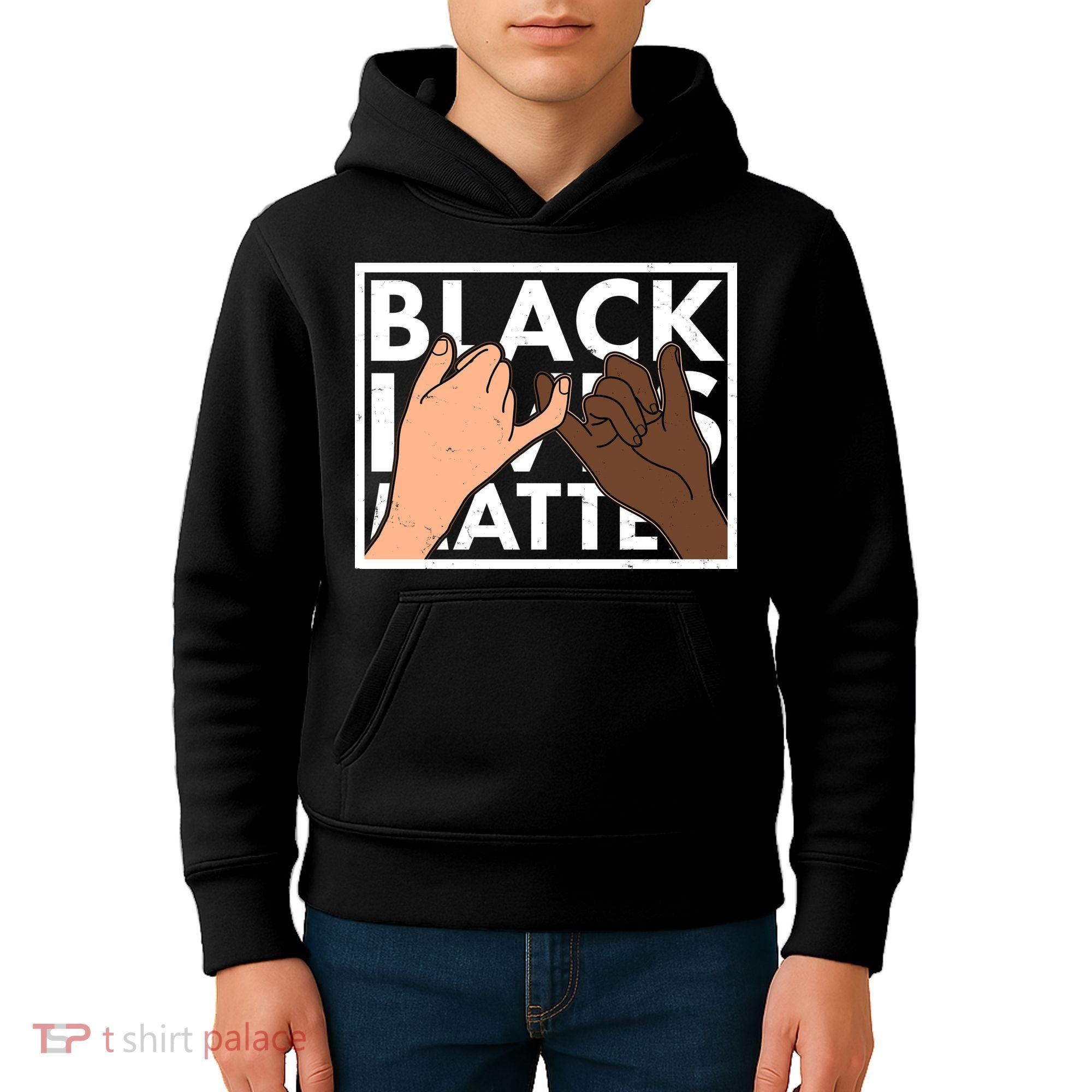 Black Lives Matter Linking Pinkies Unity Kids Hoodie