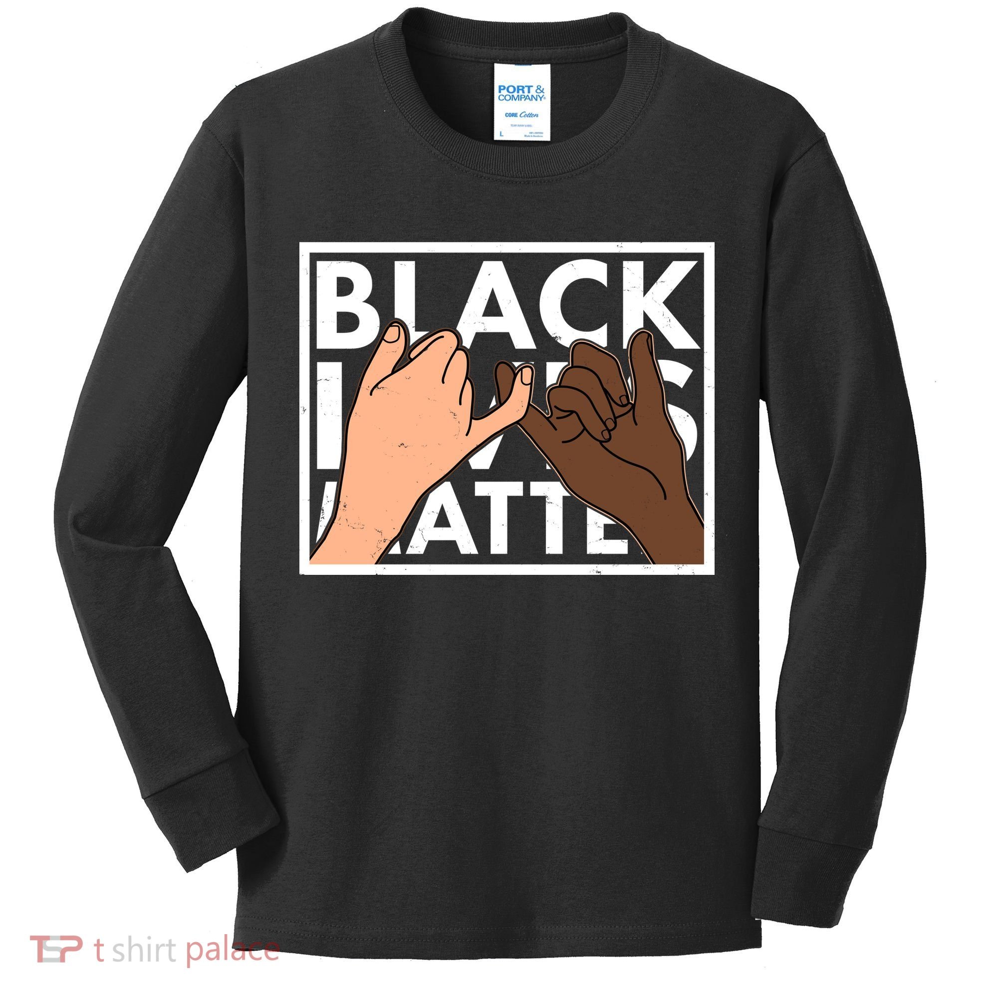 Black Lives Matter Linking Pinkies Unity Kids Long Sleeve Shirt