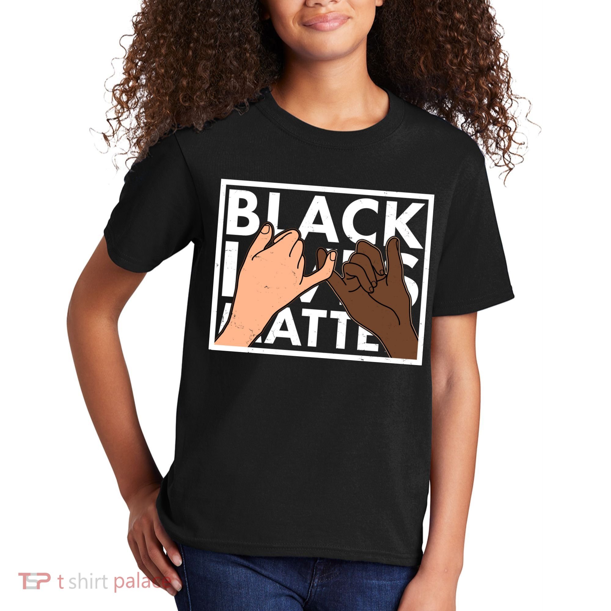 Black Lives Matter Linking Pinkies Unity Kids T-Shirt
