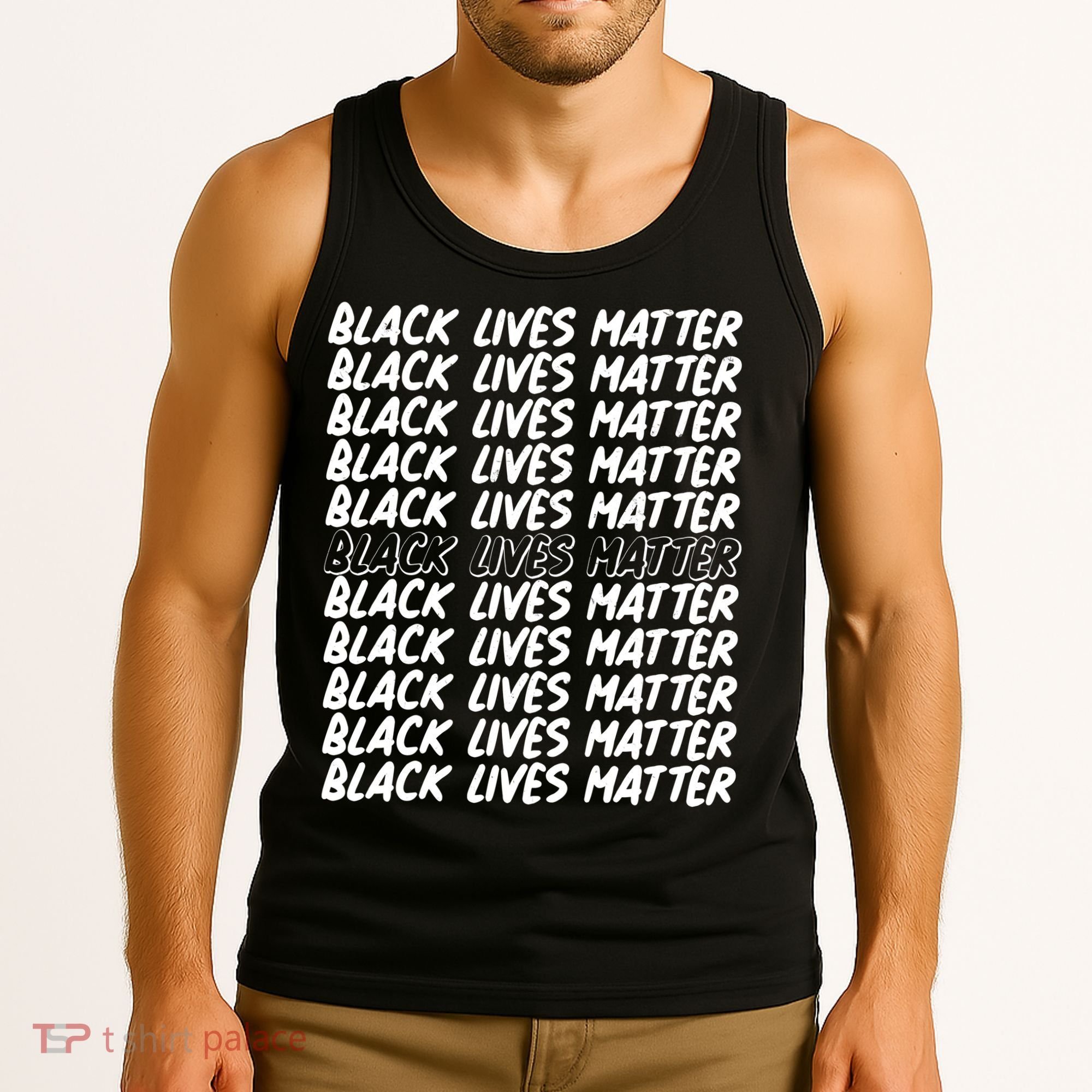 Black Lives Matter Pattern Tank Top