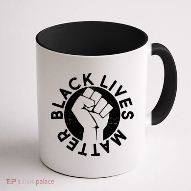 Black Lives Matter Protest Emblem Coffee Mug back