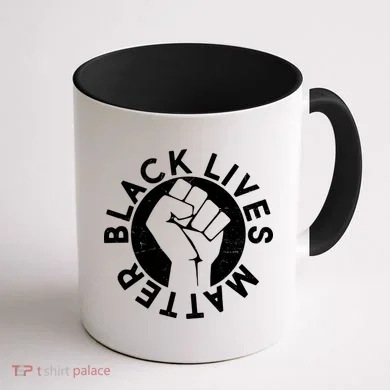 Black Lives Matter Protest Emblem Coffee Mug back