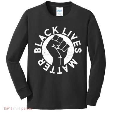 Black Lives Matter Protest Emblem Kids Long Sleeve Shirt