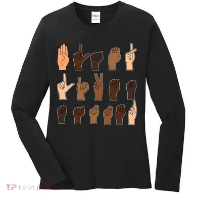 Black Lives Matter Sign Language Women's Long Sleeve Shirt