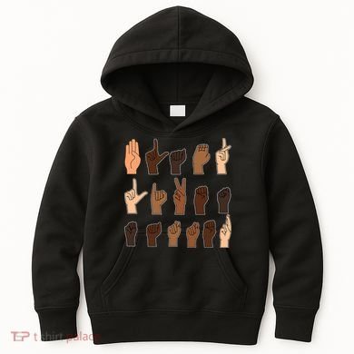 Black Lives Matter Sign Language Kids Hoodie