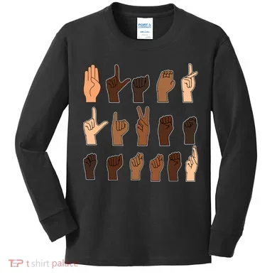 Black Lives Matter Sign Language Kids Long Sleeve Shirt