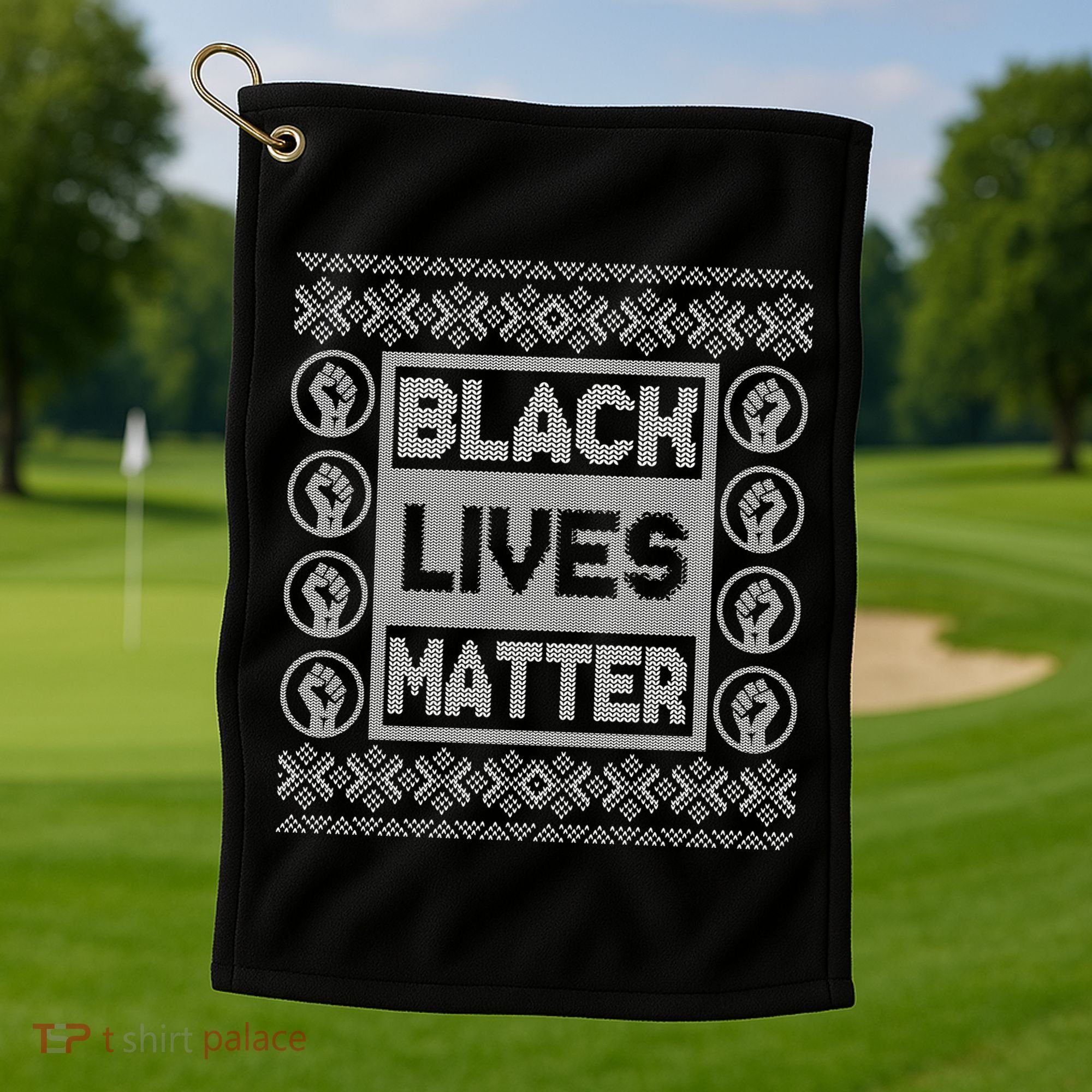 Black Lives Matter Ugly Christmas Sweater Golf Towel