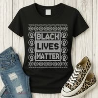Black Lives Matter Ugly Christmas Sweater Women's T-Shirt thumb 3