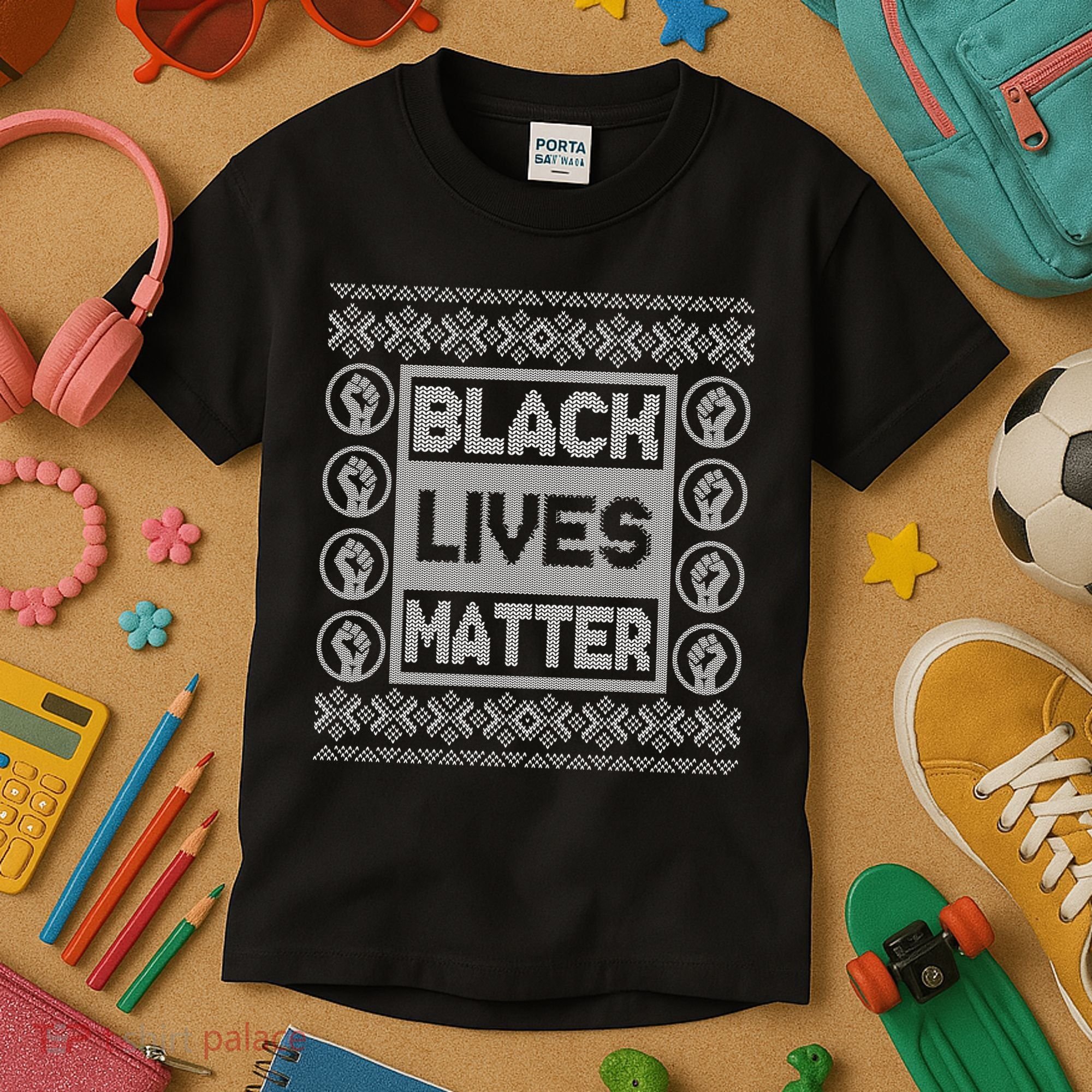 Black Lives Matter Ugly Christmas Sweater Kids T-Shirt