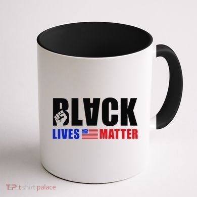 Black Lives Matter US Flag Coffee Mug back