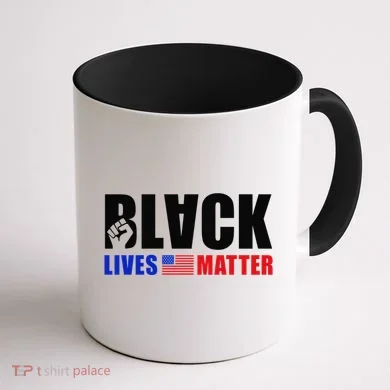 Black Lives Matter US Flag Coffee Mug back