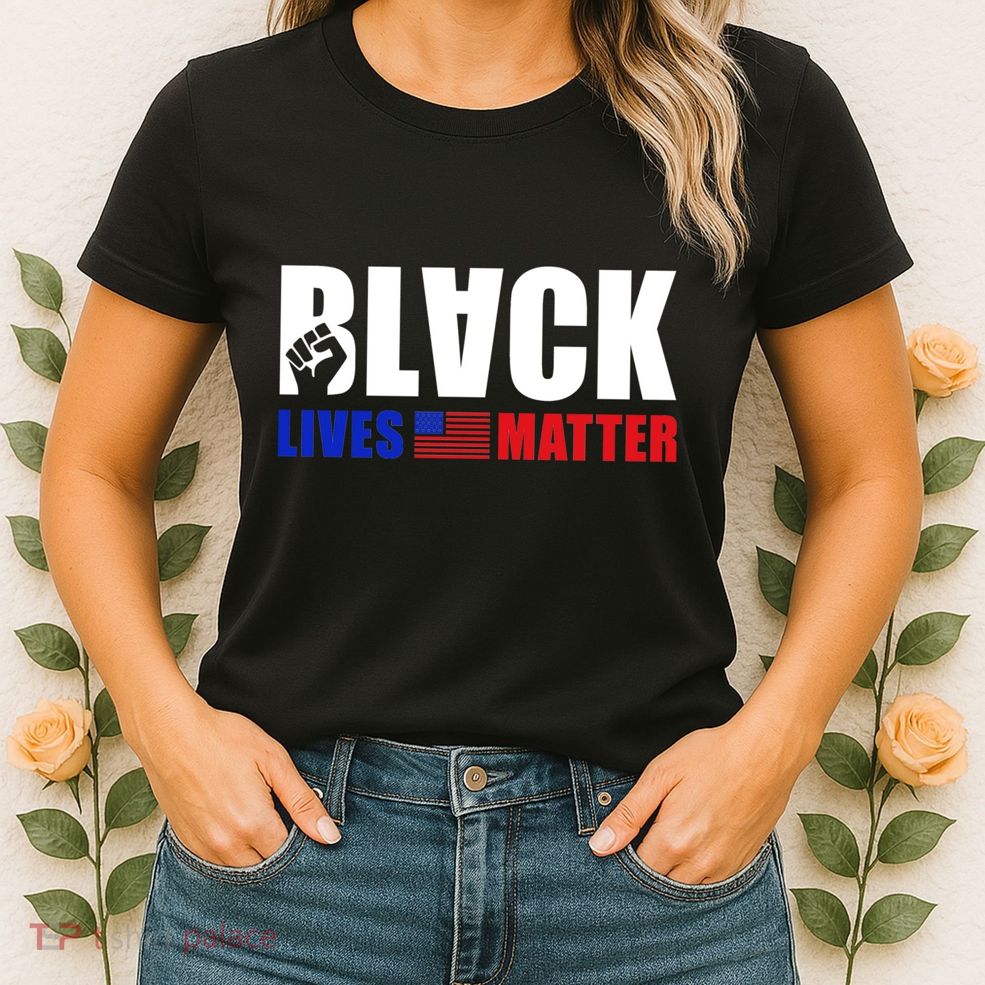 Black Lives Matter US Flag Women's T-Shirt