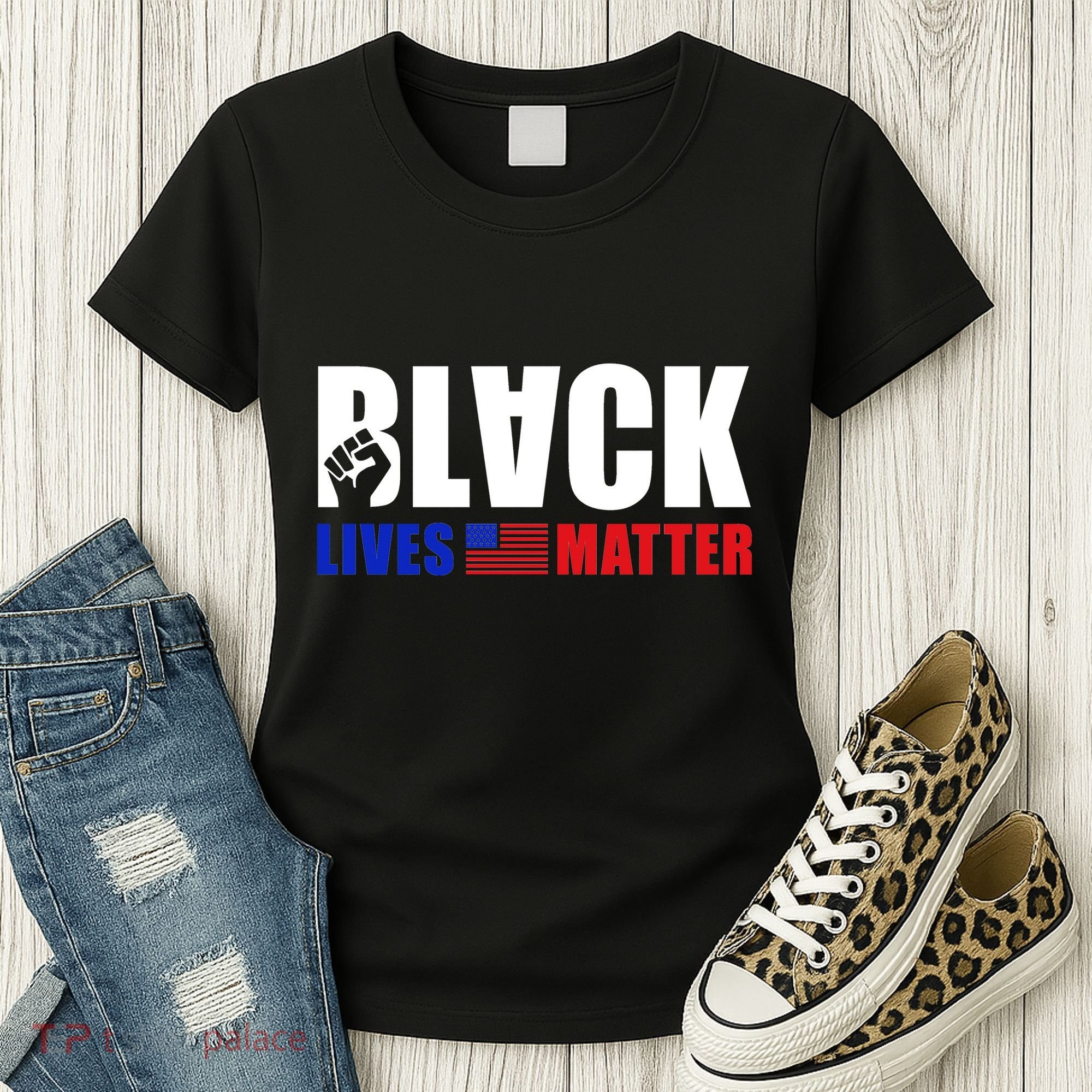 Black Lives Matter US Flag Women's T-Shirt
