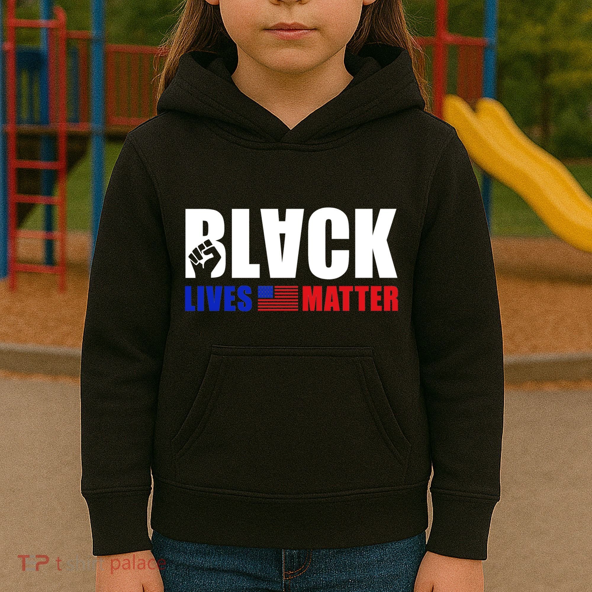 Black Lives Matter US Flag Kids Hoodie