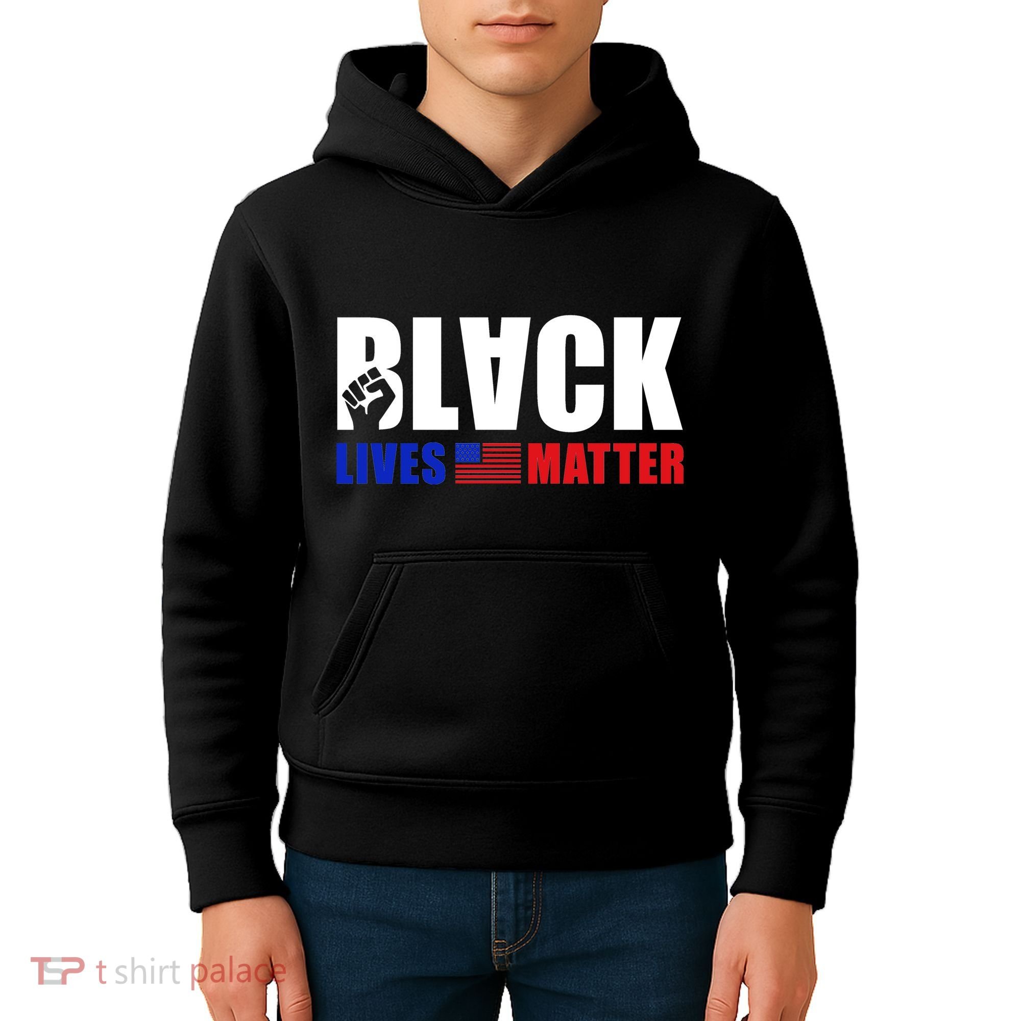 Black Lives Matter US Flag Kids Hoodie