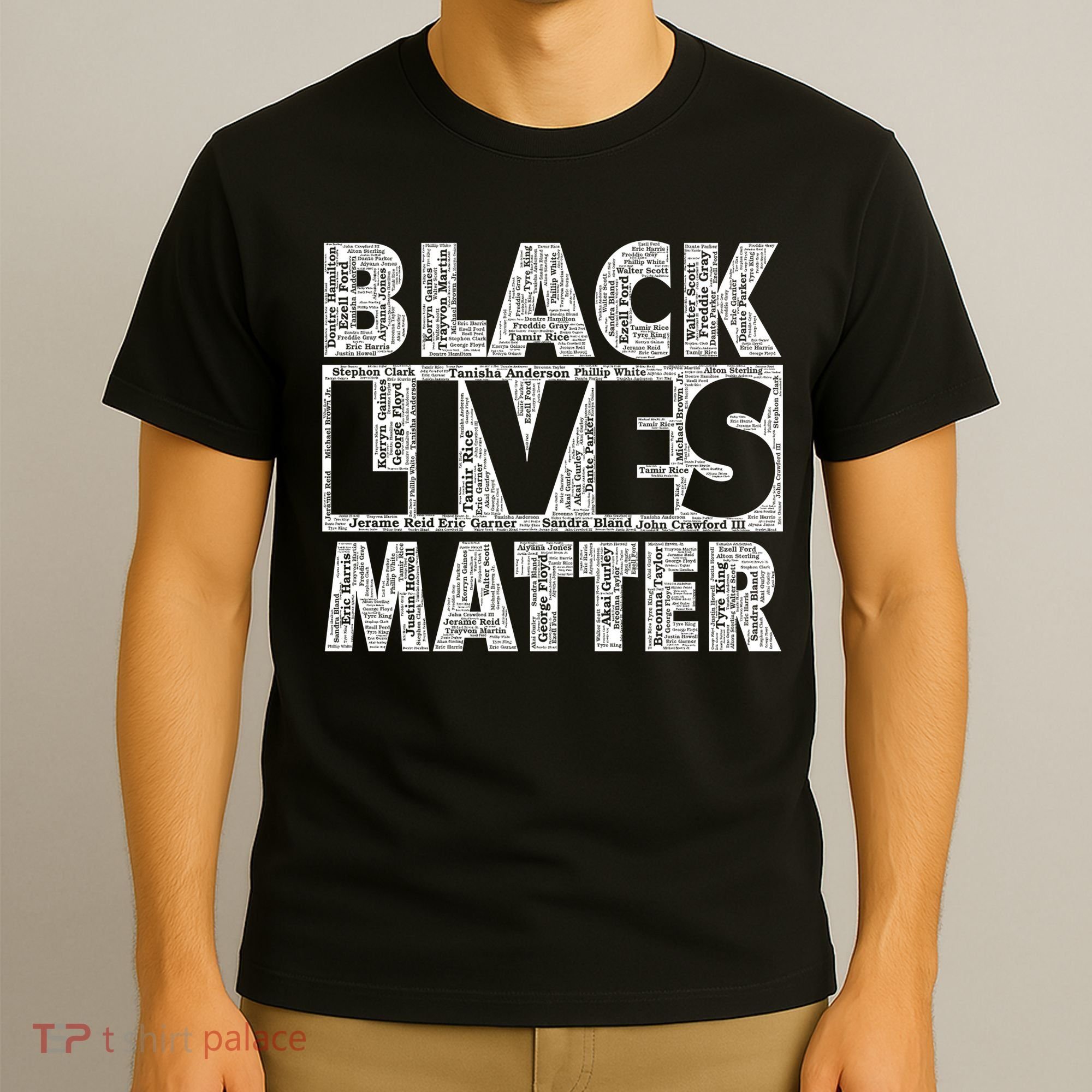 Black Lives Matters Victim Names Pattern T-Shirt