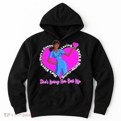 Black Nurse Living Her Best Life Hoodie