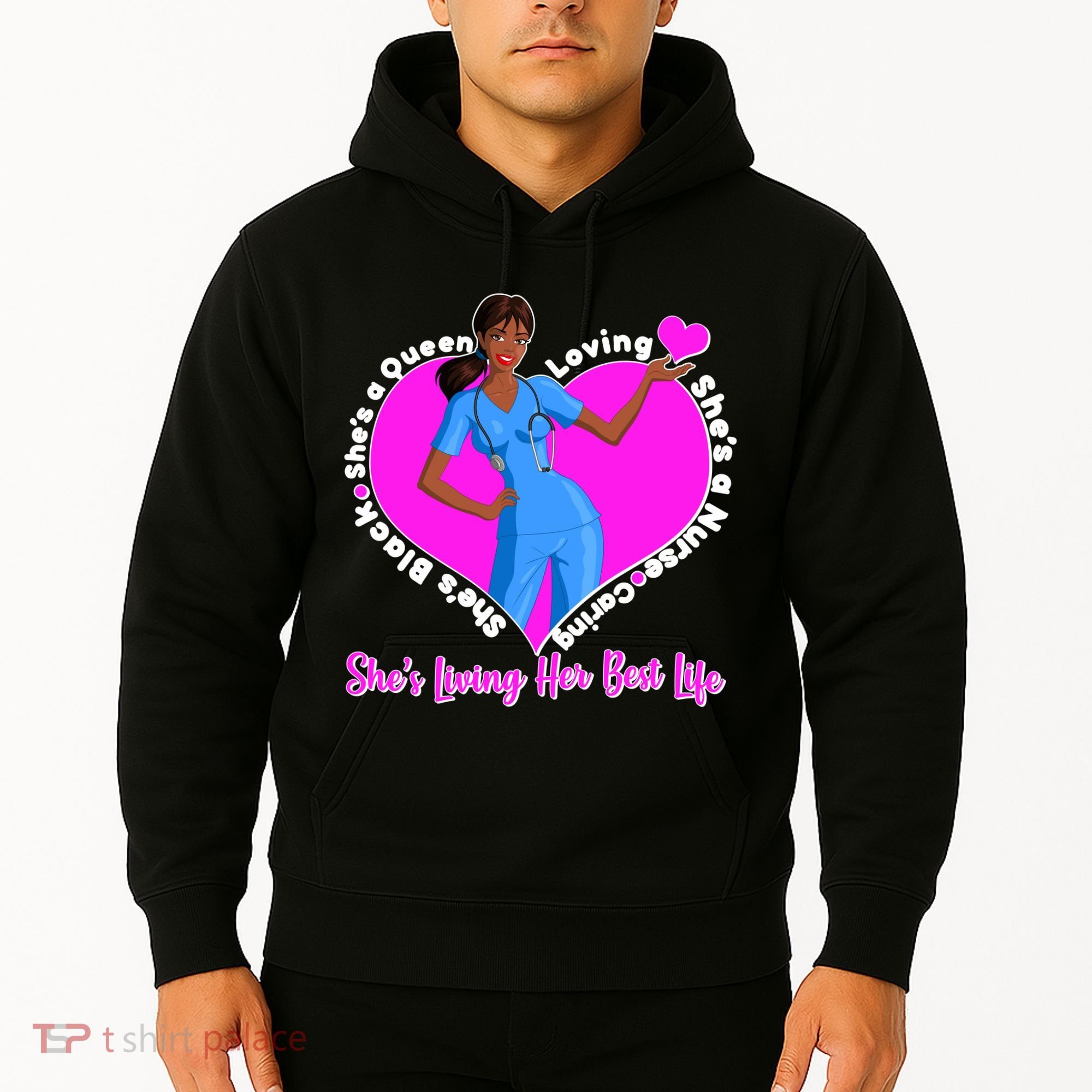 Black Nurse Living Her Best Life Hoodie