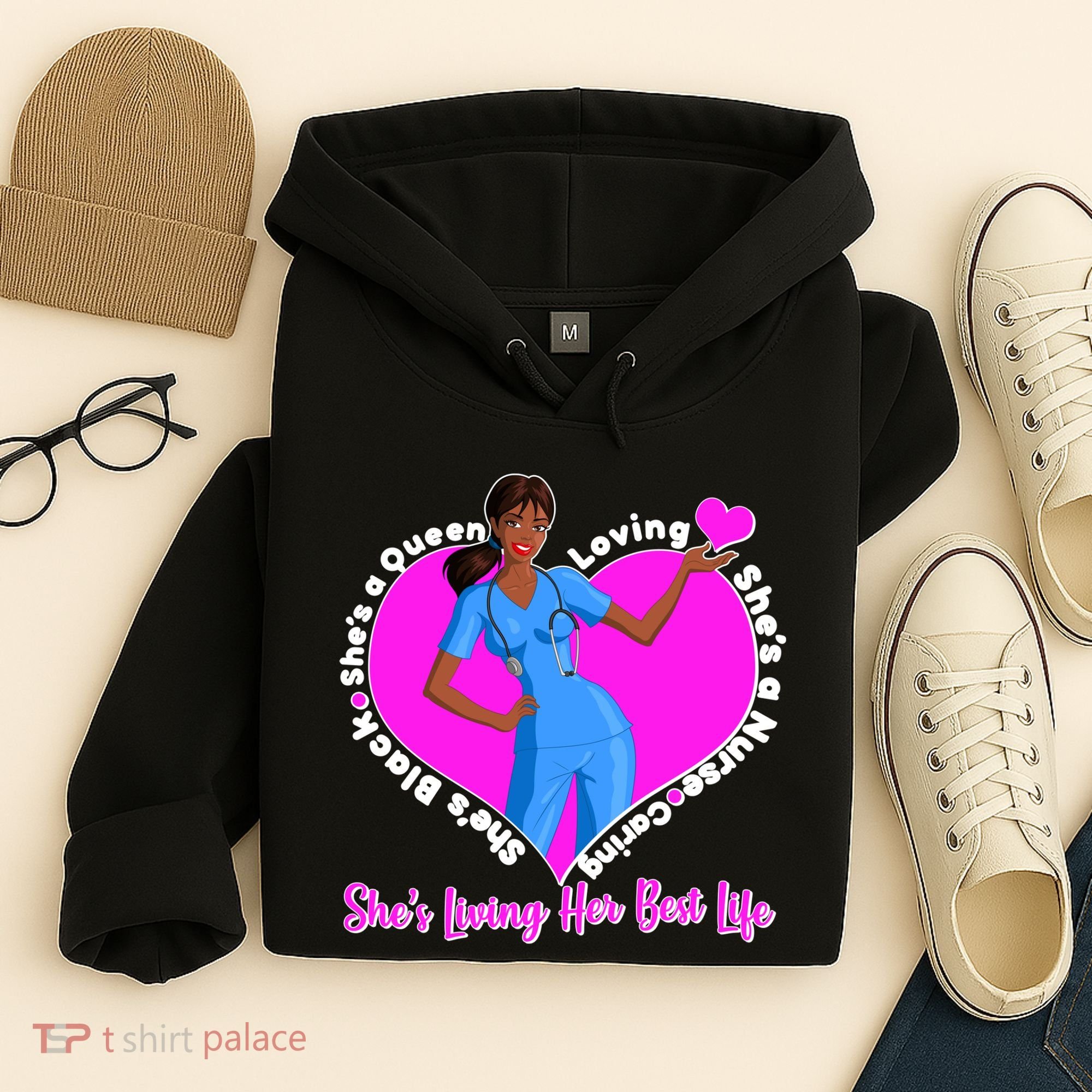 Black Nurse Living Her Best Life Hoodie