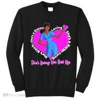 Black Nurse Living Her Best Life Sweatshirt thumb 0