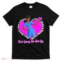 Black Nurse Living Her Best Life T-Shirt thumb 0