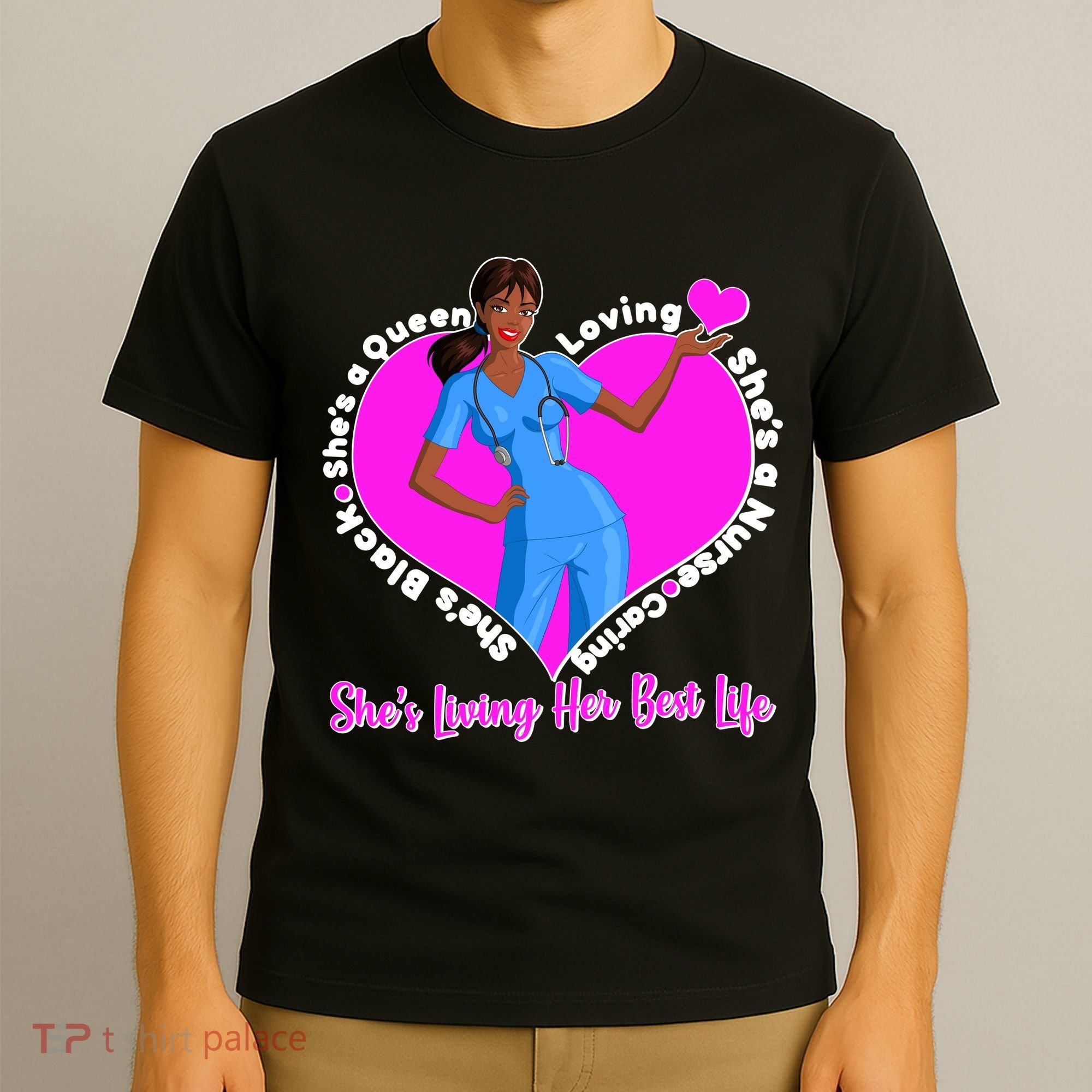 Black Nurse Living Her Best Life T-Shirt