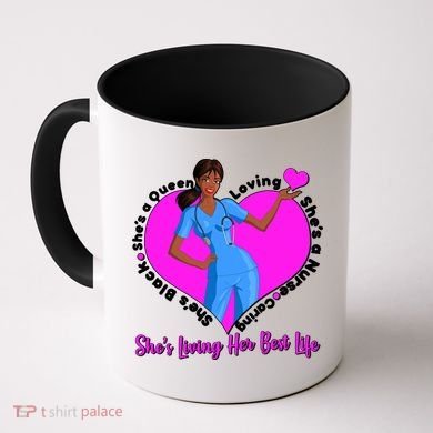 Black Nurse Living Her Best Life Coffee Mug