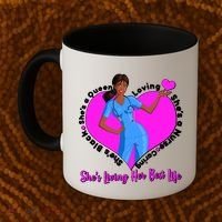 Black Nurse Living Her Best Life Coffee Mug thumb 2