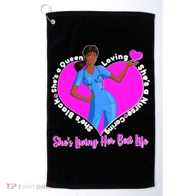 Black Nurse Living Her Best Life Golf Towel