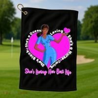 Black Nurse Living Her Best Life Golf Towel thumb 1