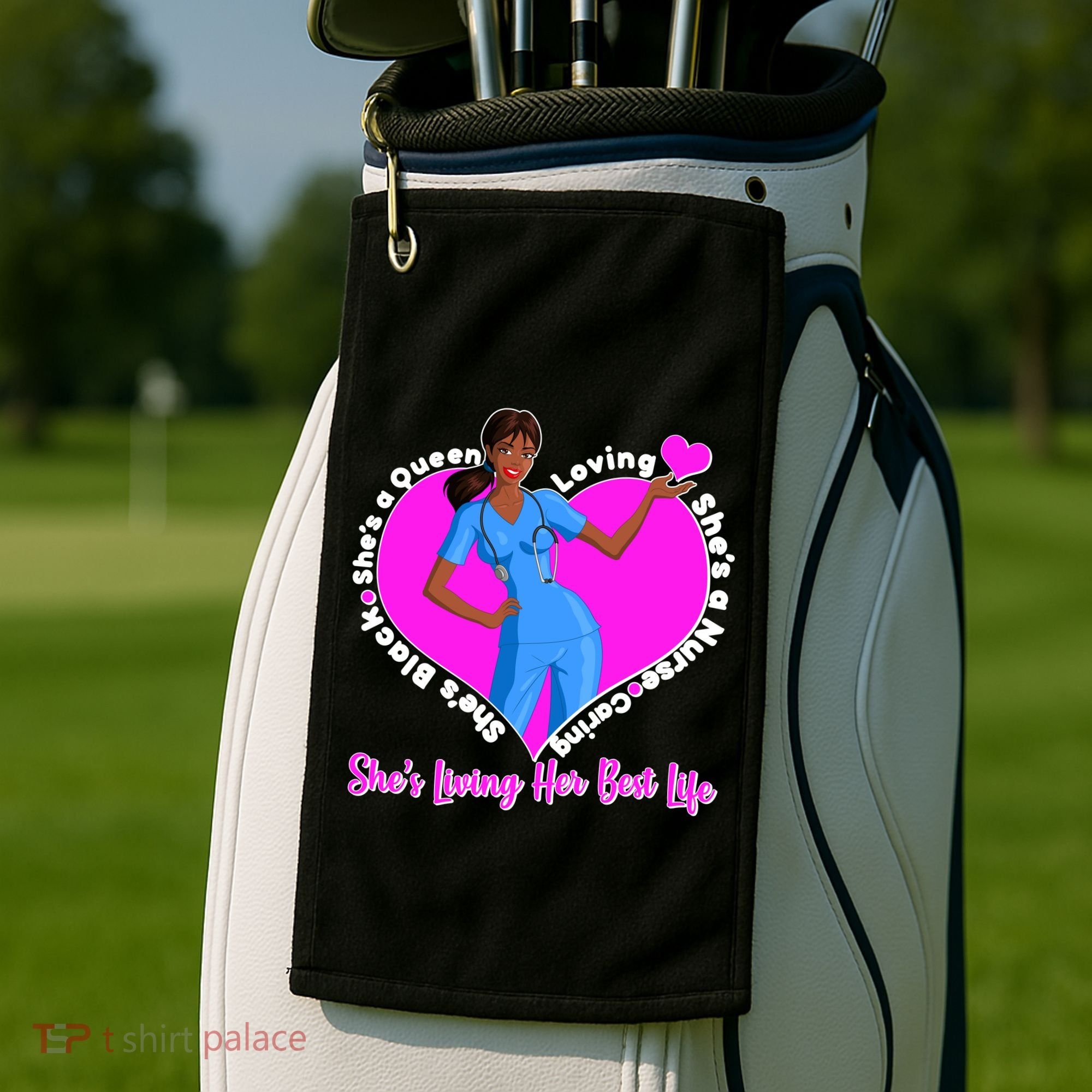 Black Nurse Living Her Best Life Golf Towel