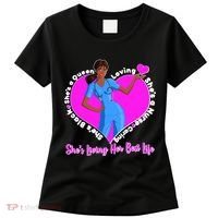 Black Nurse Living Her Best Life Women's T-Shirt thumb 0