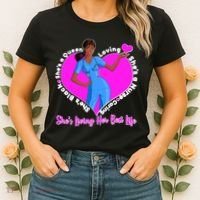 Black Nurse Living Her Best Life Women's T-Shirt thumb 2