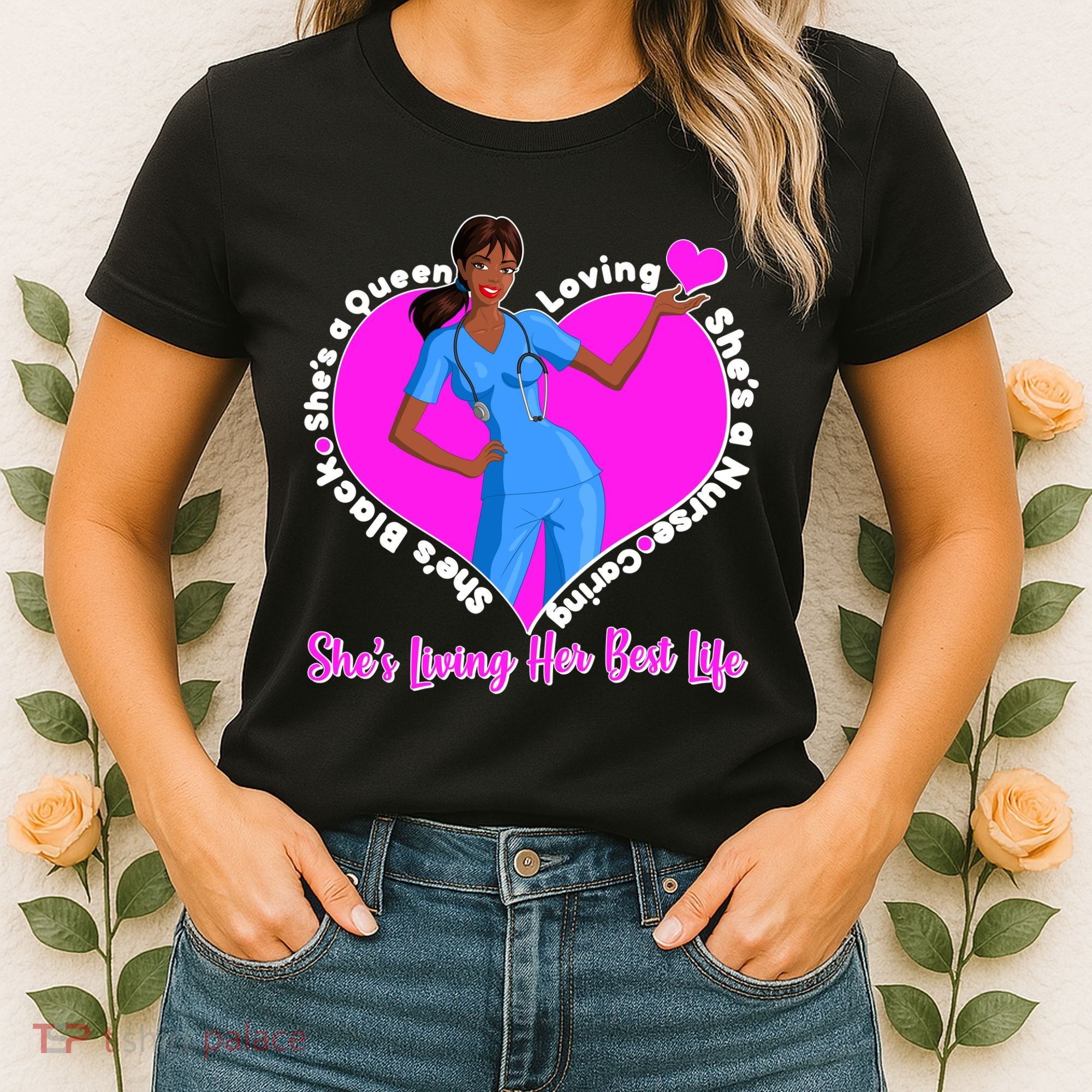 Black Nurse Living Her Best Life Women's T-Shirt