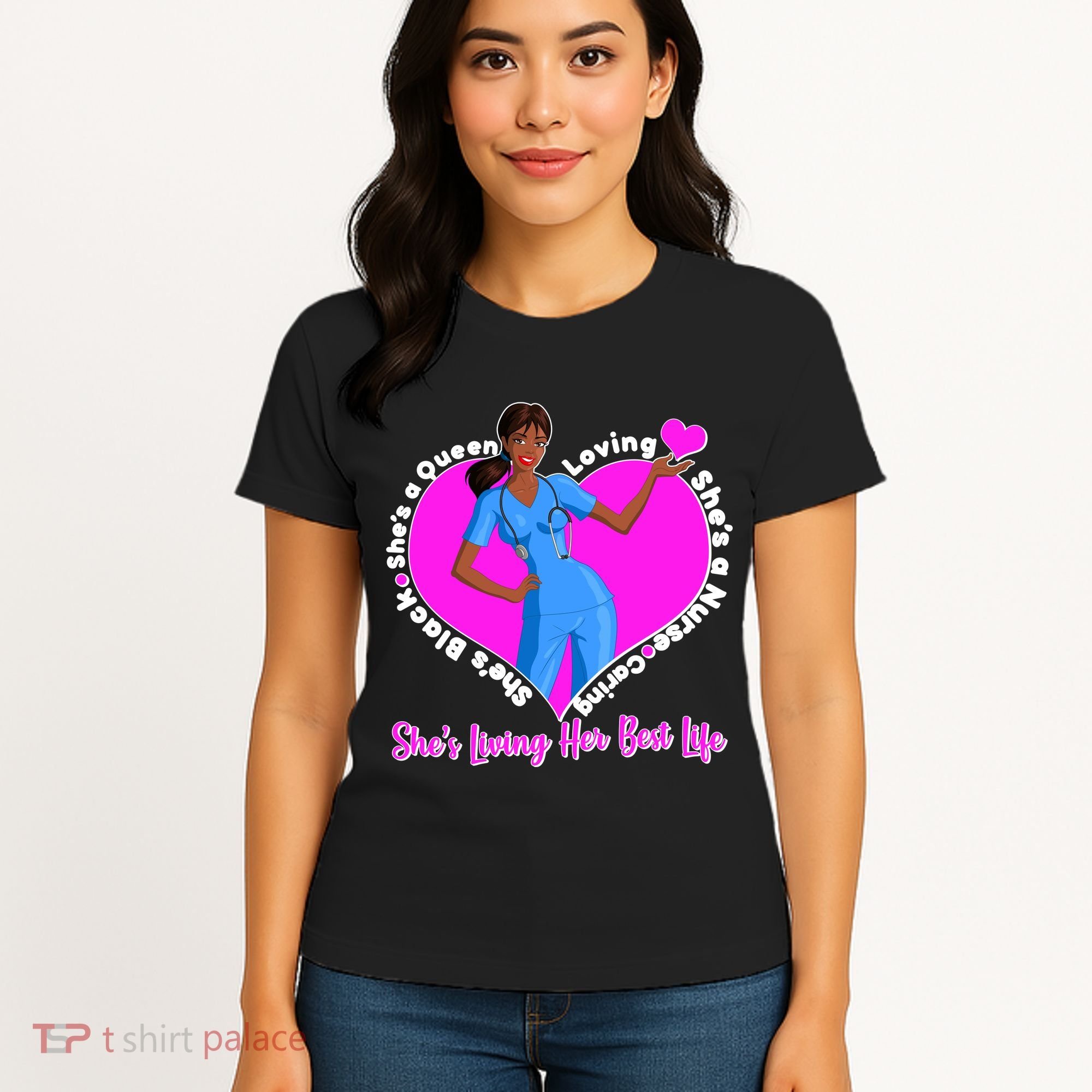 Black Nurse Living Her Best Life Women's T-Shirt